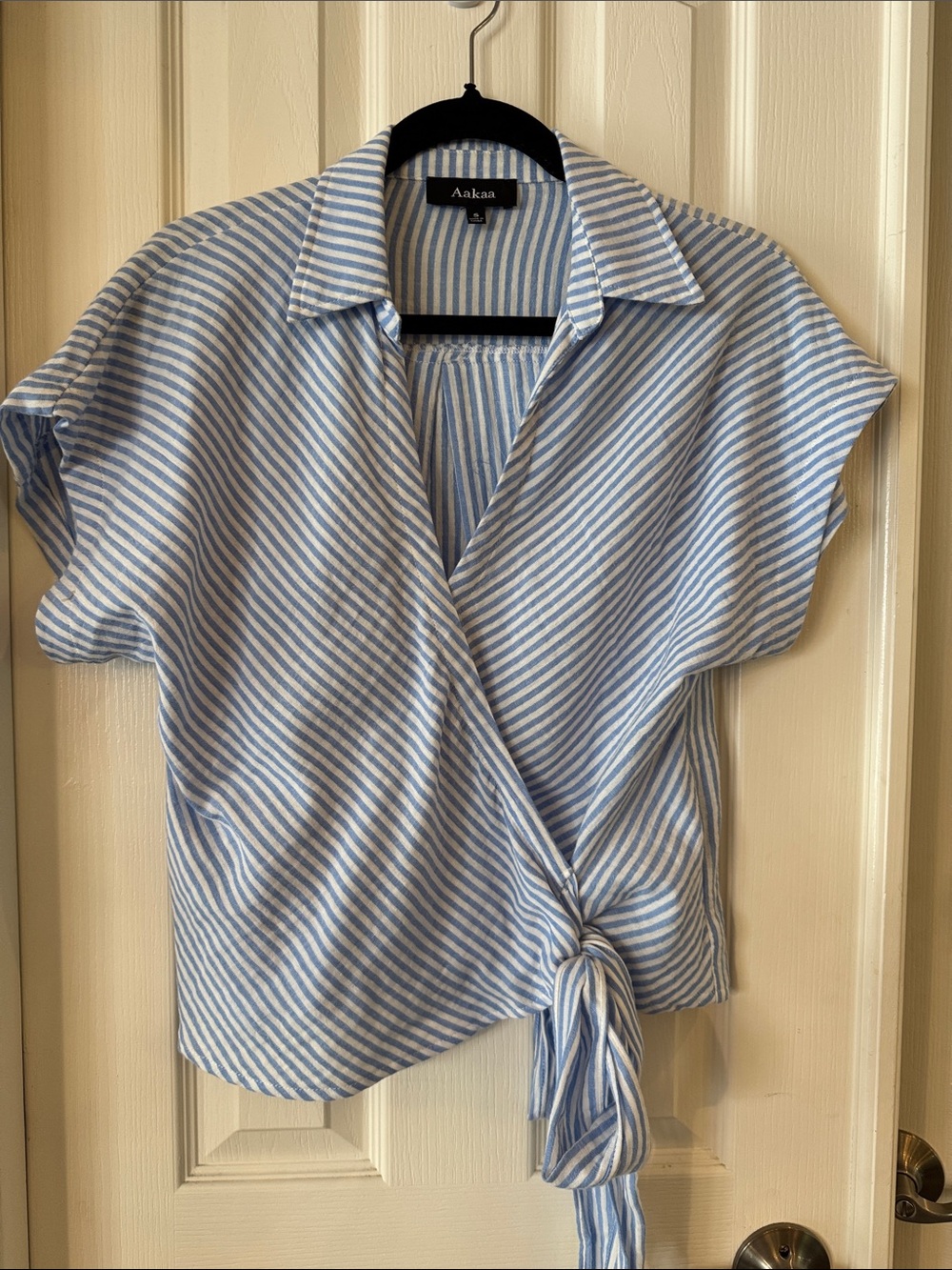 Aakaa Blue and White Striped Shirt